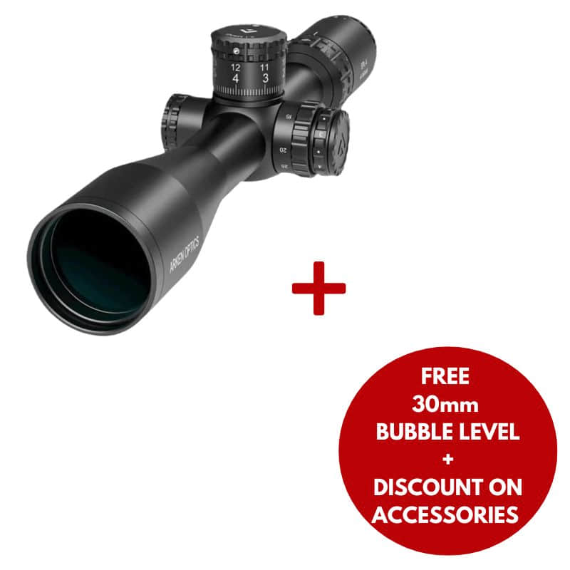 ARKEN EPL4 4-16x44 FFP VHR MOA with free 30mm bubble level and discount on accessories
