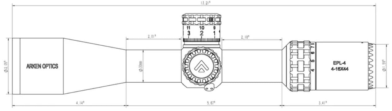 ARKEN EPL4 4-16x44 FFP VHR MIL dimensions