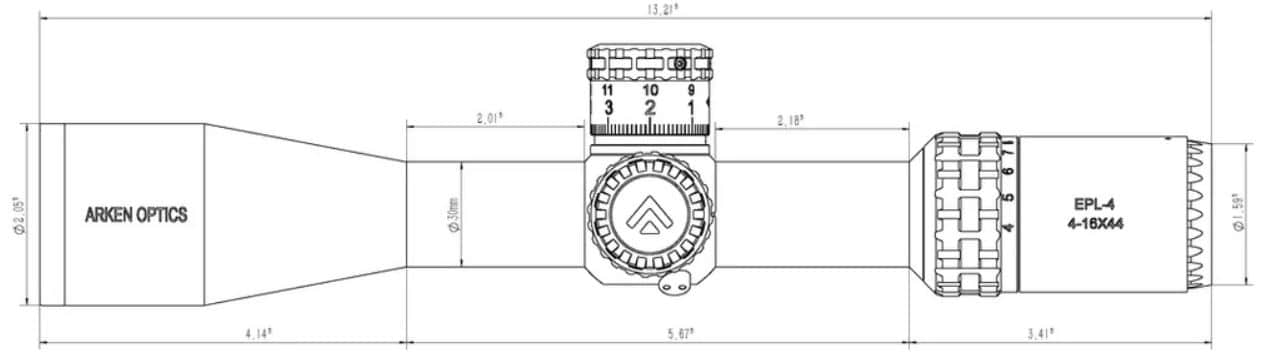 ARKEN EPL4 4-16x44 FFP VHR MOA dimensions