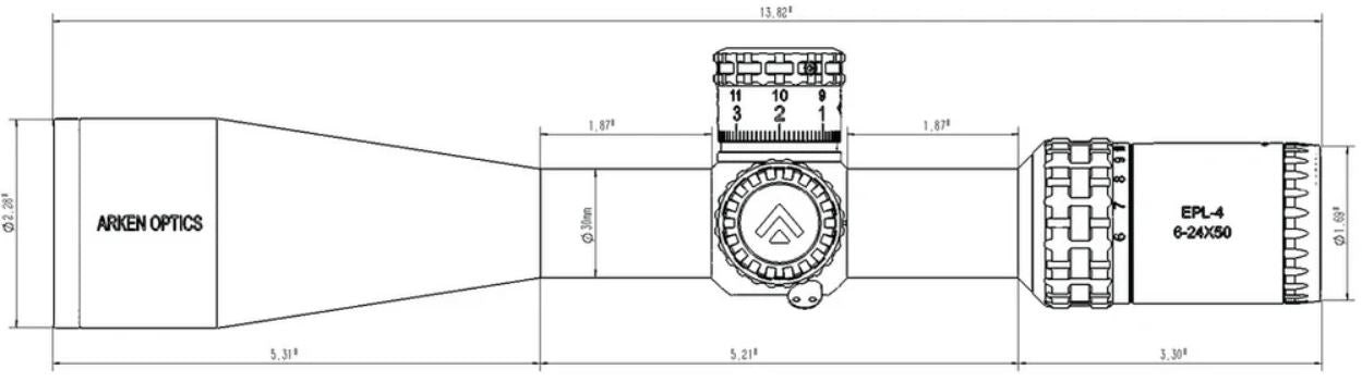 ARKEN EPL4 6-24X50 FFP VHR MIL dimensions