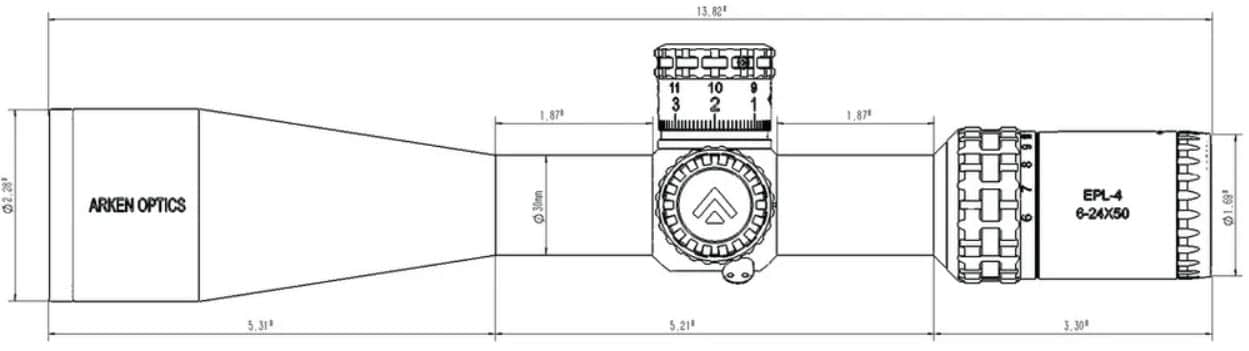 ARKEN EPL4 6-24X50 FFP VHR MOA dimensions