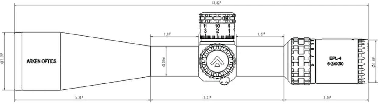 ARKEN SH4J 6-24X50 GEN2  FFP VPR MOA dimensions