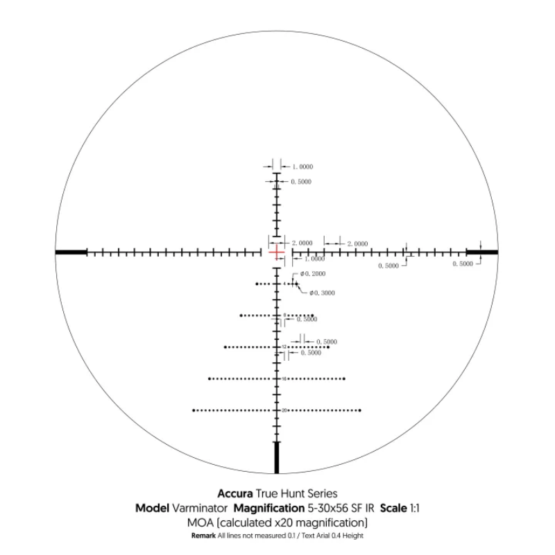 Accura Varminator 5-30x56 30mm A60 Illuminated Riflescope Crosshair 2