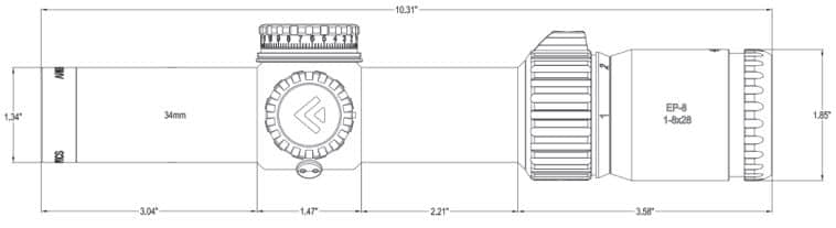 Arken EP-8 1-8x28 LPVO FFP dimensions