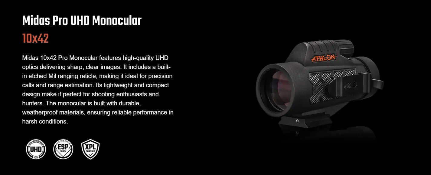 Athlon Midas PRO 10x42 UHD Monucular & Reticle Feature 2