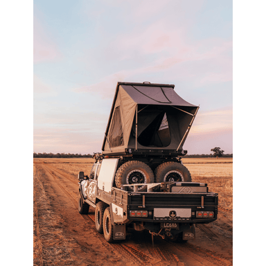 Boss roof top tent marketing image in aussie outback