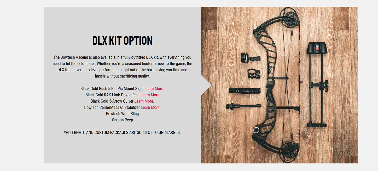 Bowtech Ascend Compound Bow DLX Kit Option