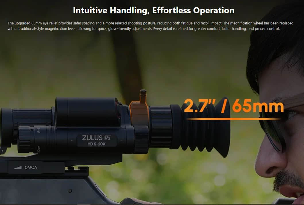 DNT ZULUS HD V2 5-20X Digital Night Vision Scope 65mm Eye Relief