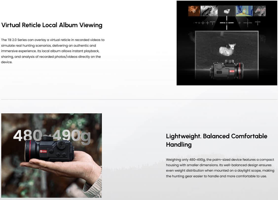 Guide TB650P 2.0 Thermal Clip-On virtual reticle and 480g to 490g overall weight