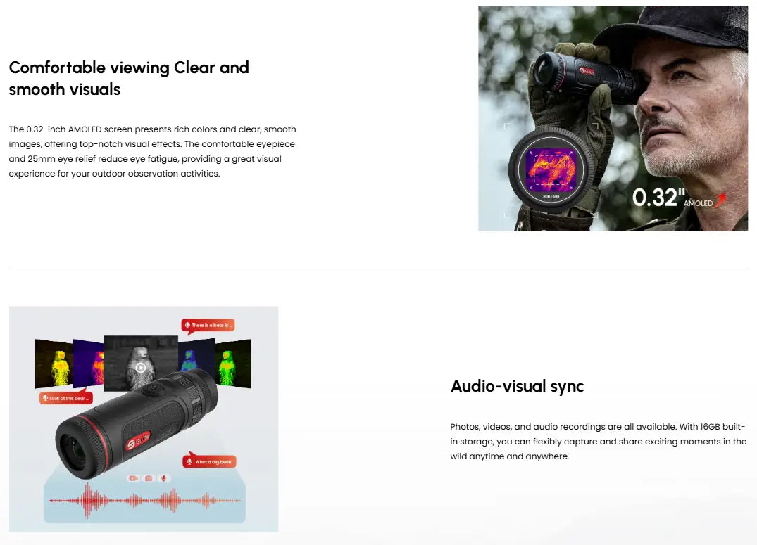 Guide TE421 Thermal Monocular Audio and Display Features Banner