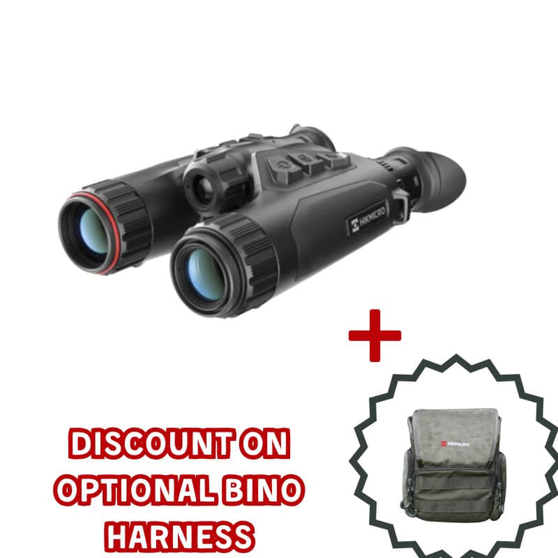 HIKMICRO Habrok 4K HE25L Multi-Spectrum Binocular with discount on bino harness