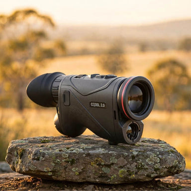 HIKMICRO Condor CQ35L 2.0 Thermal Monocular on top of a  Granite Bush Rock