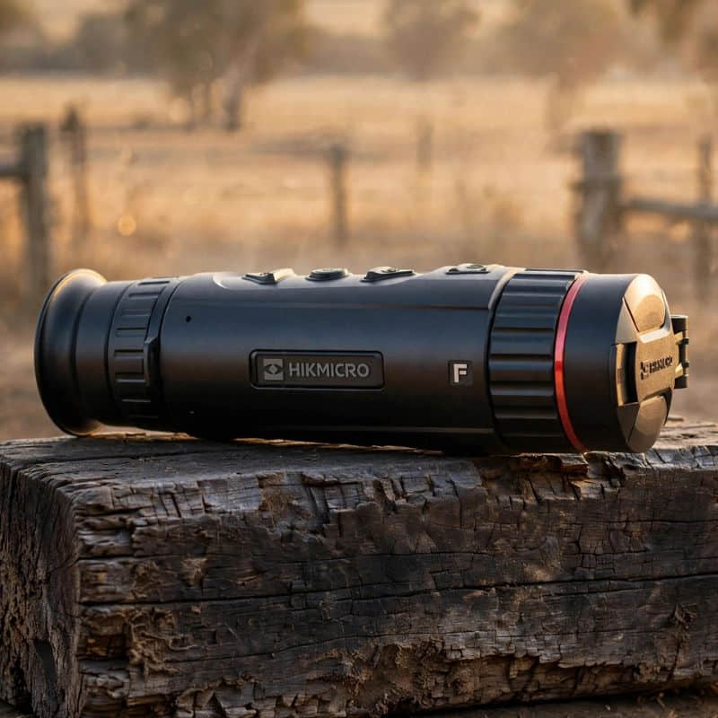 HIKMICRO Falcon FQ25 on top of a Cattle Yard Rail