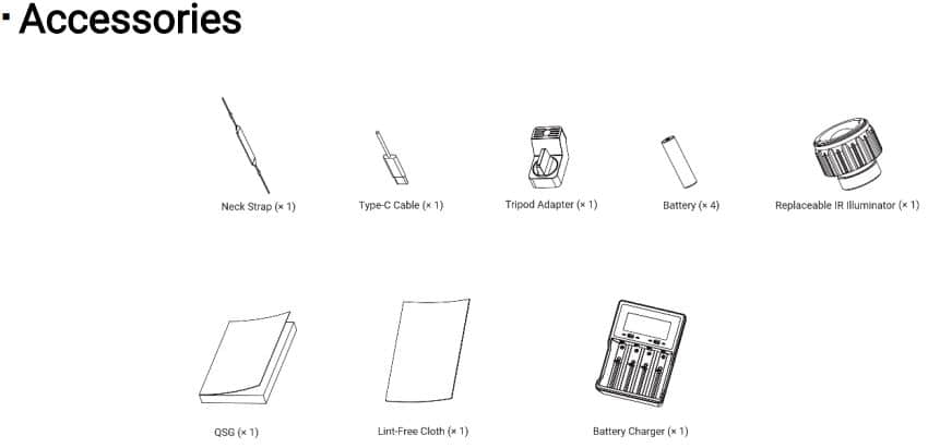 HIKMICRO HABROK 4K HE25L 2.0 Multi Spectrum Binoculars whats in the box