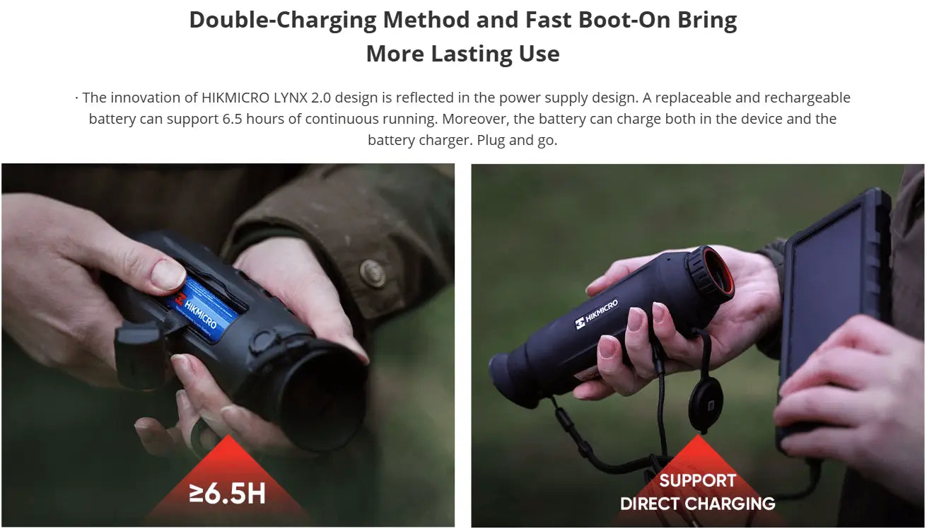 HIKMICRO Lynx 2.0 LH35 6.5 hours battery life equipped with double charging method