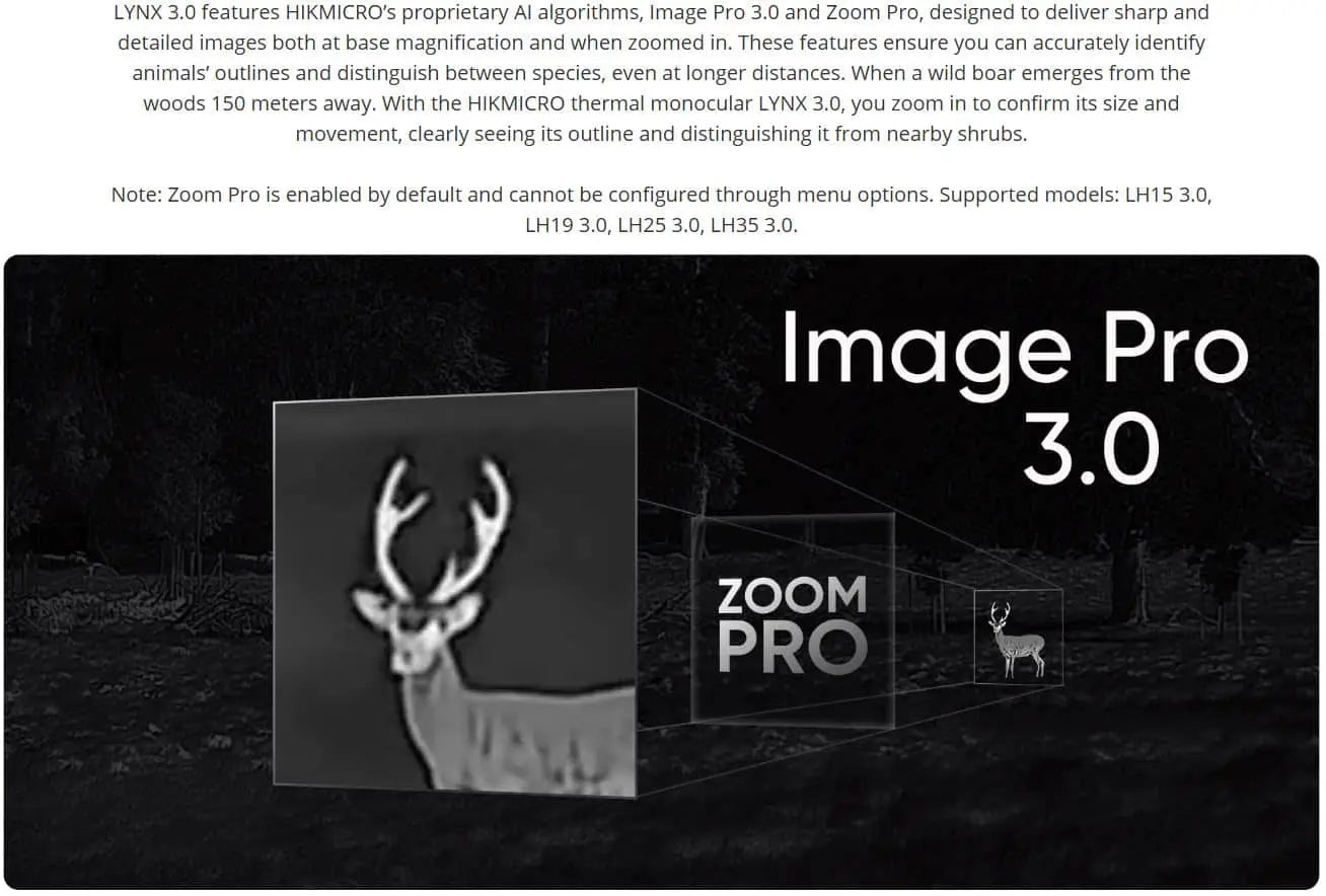 HIKMICRO Lynx LH25 3.0 Thermal Monocular image pro 3.0 and zoom pro 3.0 technology