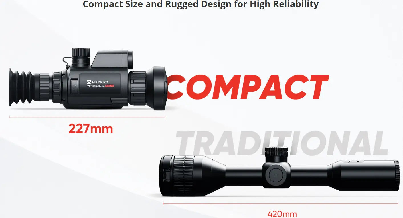 HIKMICRO Panther 2.0 PH35L Thermal Scope riflesscope size comparison
