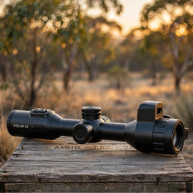 HIKMICRO Stellar SQ35L 3.0 Thermal Scope on top of a crate lid