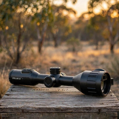 HIKMICRO Stellar SQ50L 3.0 Thermal Scope on top of a Crate Lid