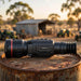 HIKMICRO Thunder 2.0 TQ60Z Thermal Scope on top of an oil drum top