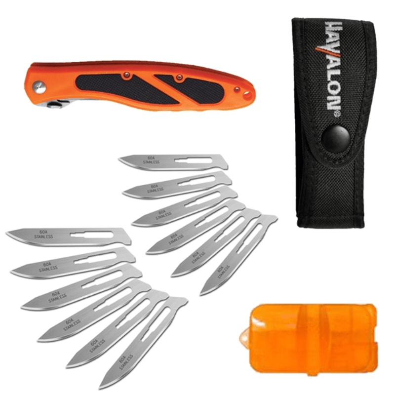 Havalon PIRANTA-EDGE Blaze Orange Knife Whats in the Box