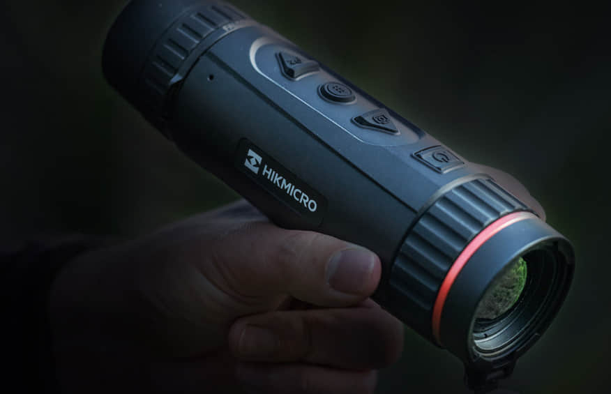 Hikmicro Falcon with a Top Side View of Operational Buttons