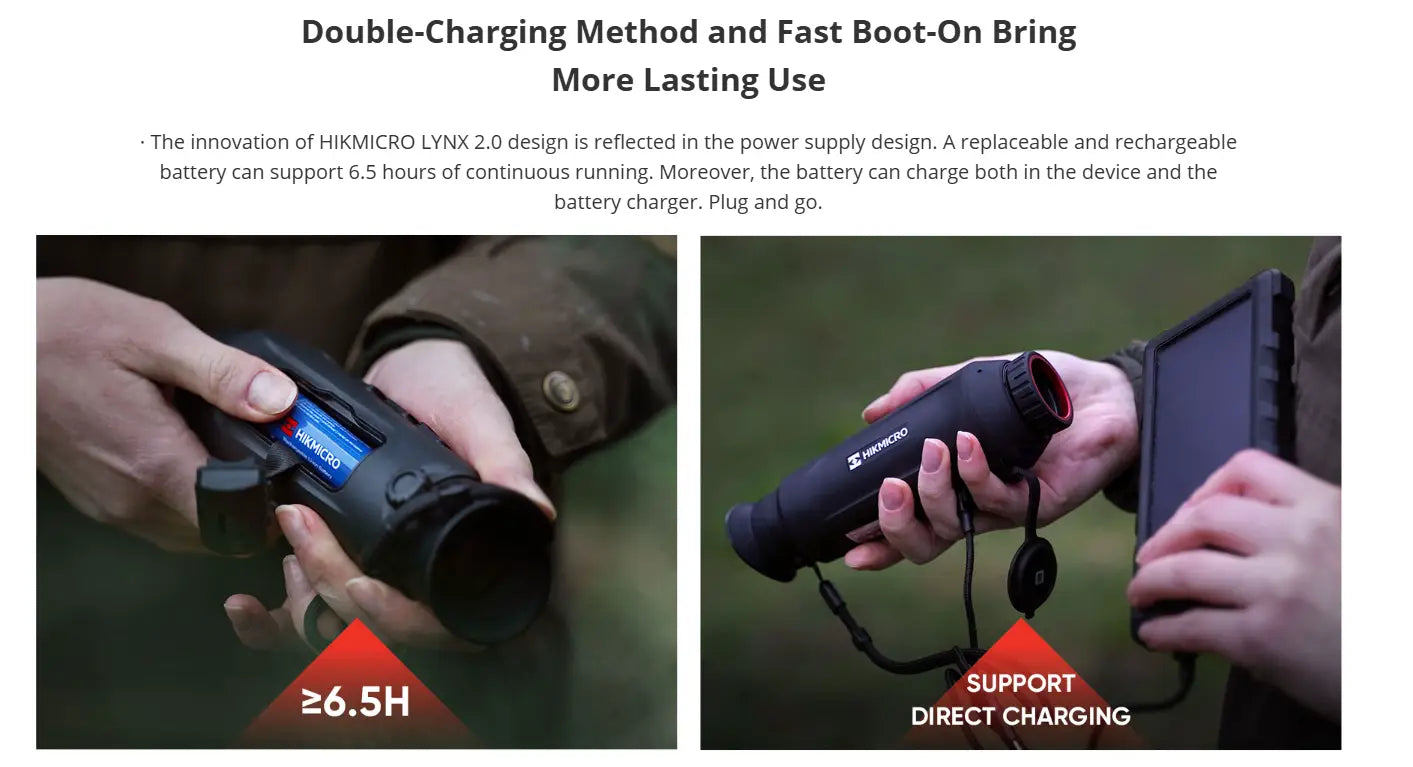 Hikmicro Lynx 2.0 LH15 Thermal Monocular Battery Features