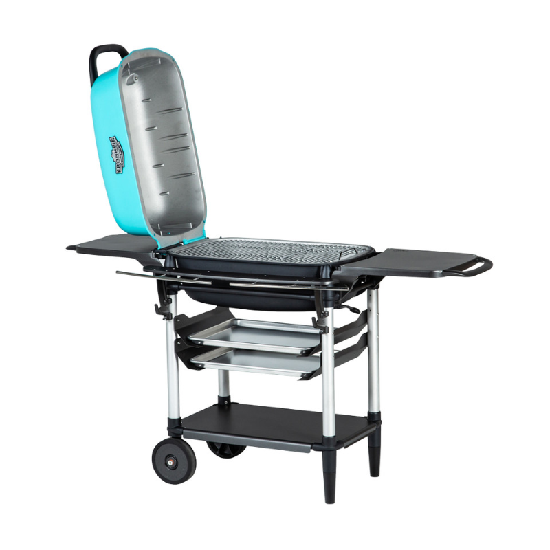 PK300AF Grill and Smoker Teal with Lid Open