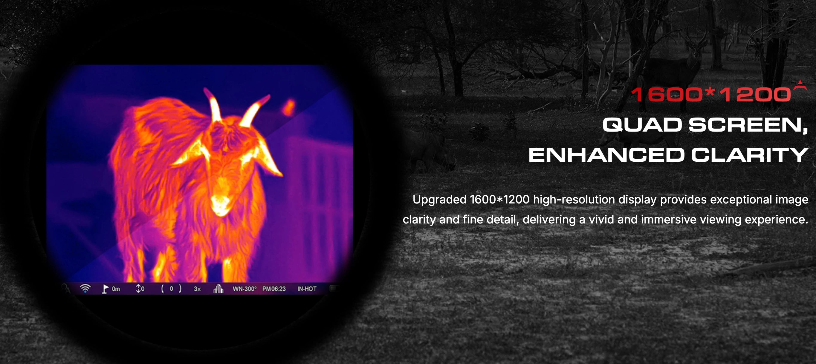 Pard Pantera Q 480 50mm with LRF Thermal Riflescope quad screen display view