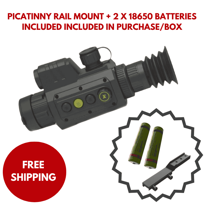 Pixfra CHIRON C635 LRF Thermal Riflescope With Picatinny Rail Mount + 2 x 18650 Batteries