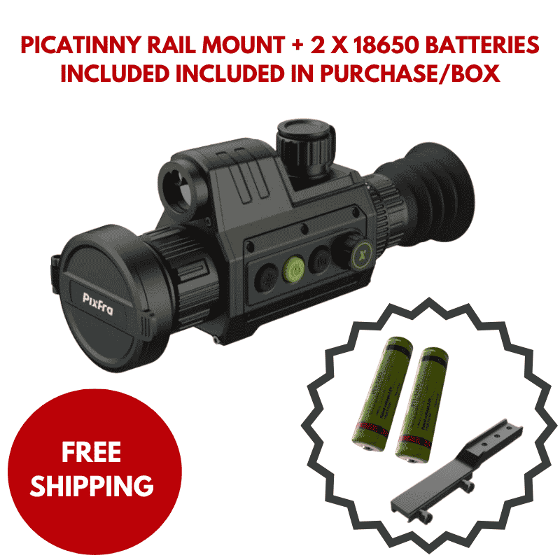 Pixfra CHIRON C650 LRF Thermal Riflescope With  Picatinny Rail Mount + 2 x 18650 Batteries