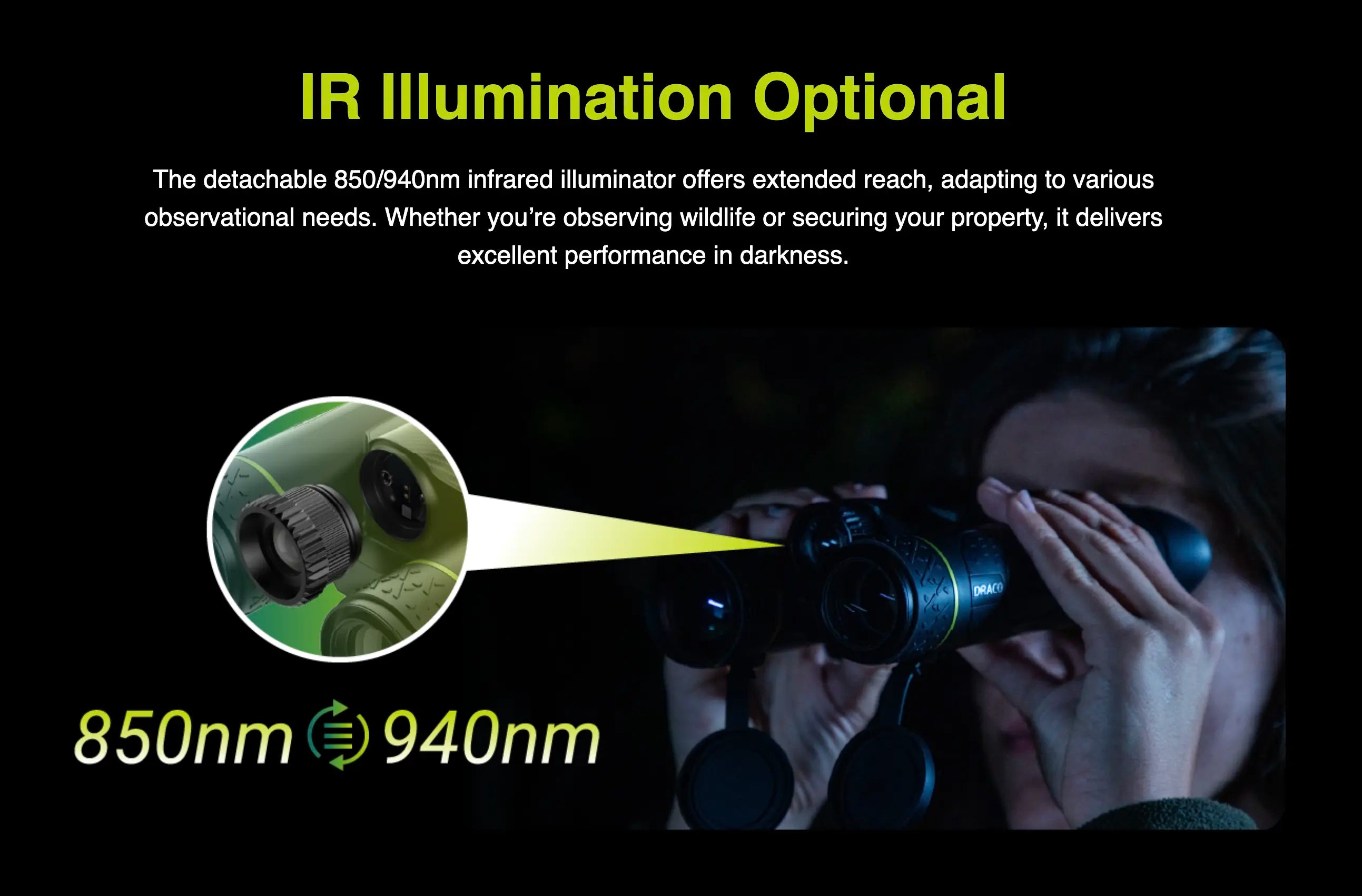 Pixfra Draco Binoculars NV 4K Thermal 35mm Pix 640x512 Dis 1920x1080 IR Illumination