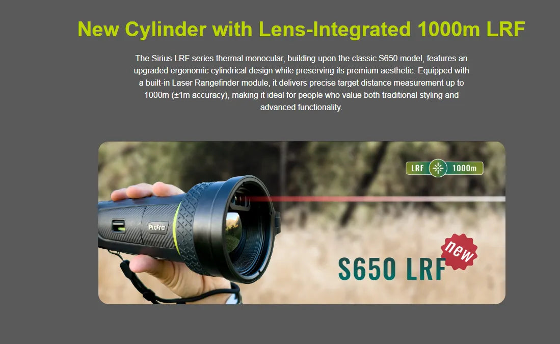 Pixfra SIRIUS S650D (Dual FOV) Thermal Monocular LRF