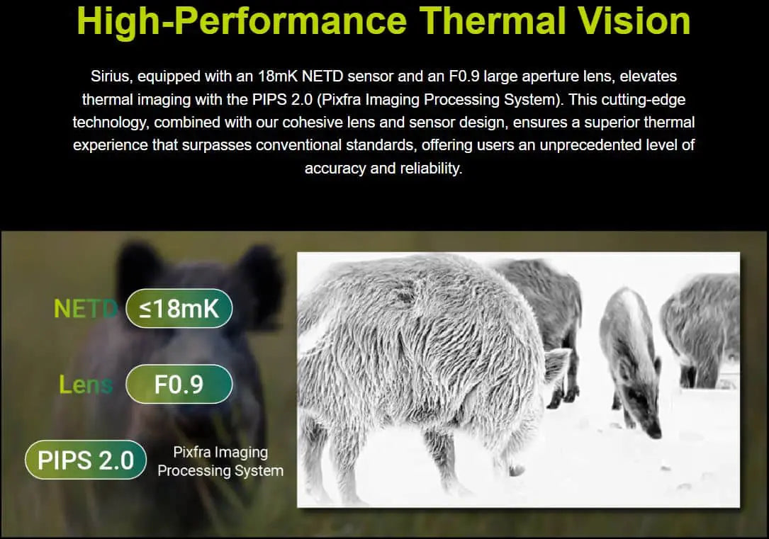 Pixfra Sirius S650 LRF Thermal Monocular 640px and sub 18mk sensitivity