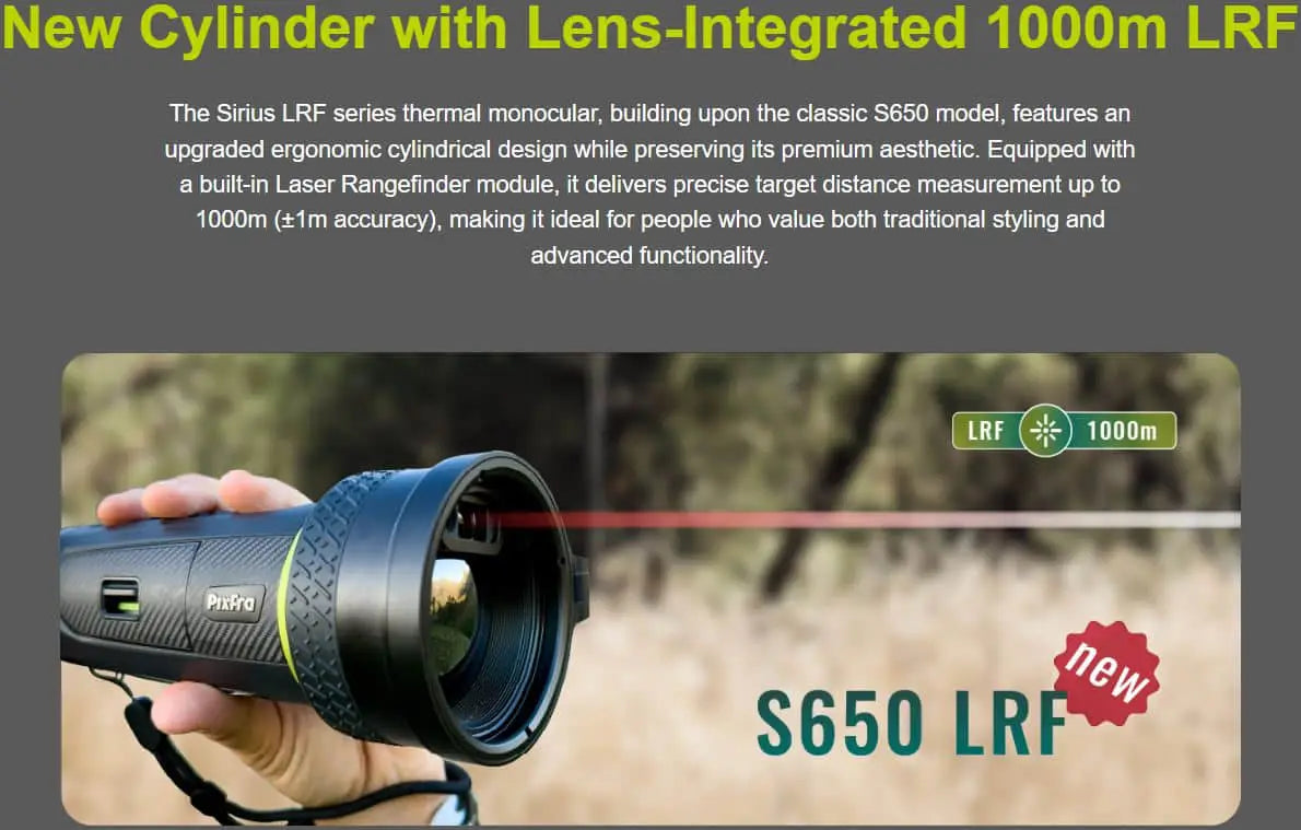Pixfra Sirius S650 LRF Thermal Monocular integrated 1000m lrf