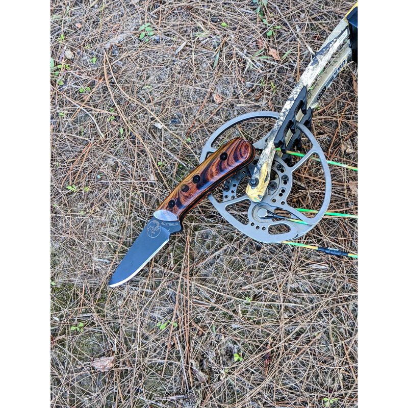 Tassie Tiger Knives Australian Made Fixed Blade Drop Point,Desert Ironwood