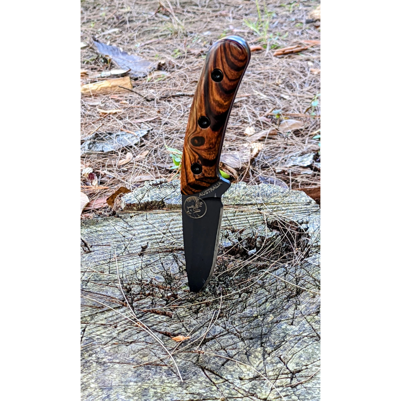 Tassie Tiger Knives Australian Made Fixed Blade Drop Point,Desert Ironwood