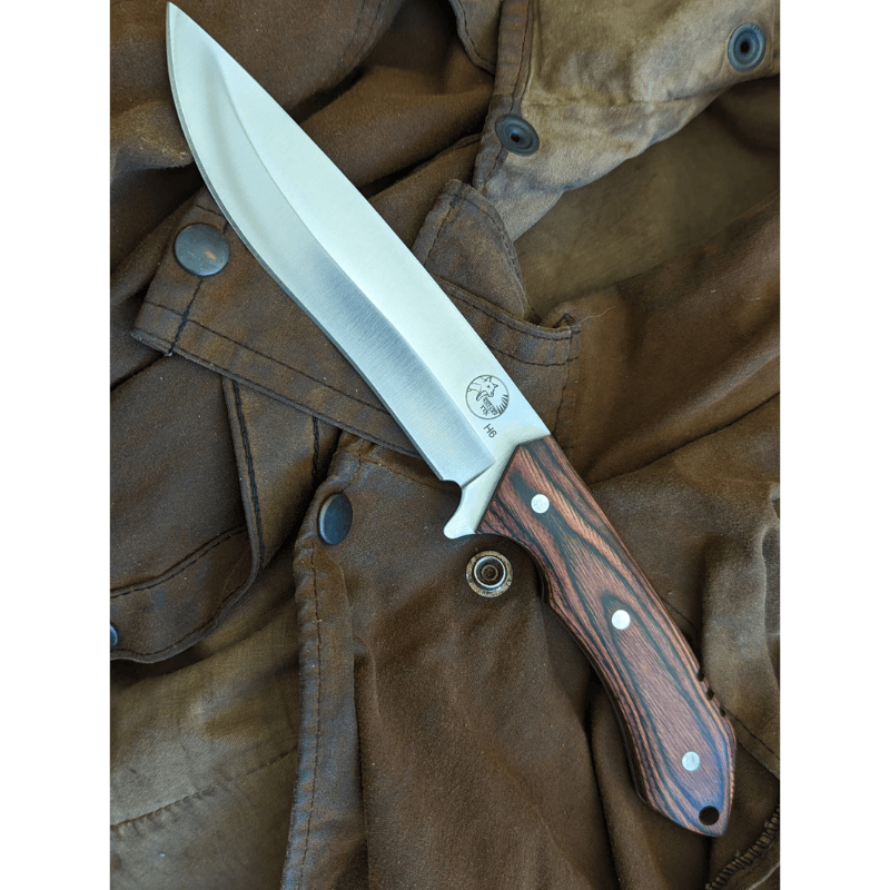 Tassie Tiger Knives Fixed Blade Knife with Wood Handle, 158mm 9CR Blade