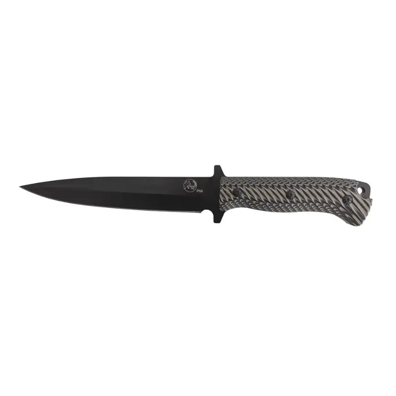 Tassie Tiger Knives Pig Sticker 8″ Black Blade Hunting Knife Non Slip Handle Leather Sheath - Knife