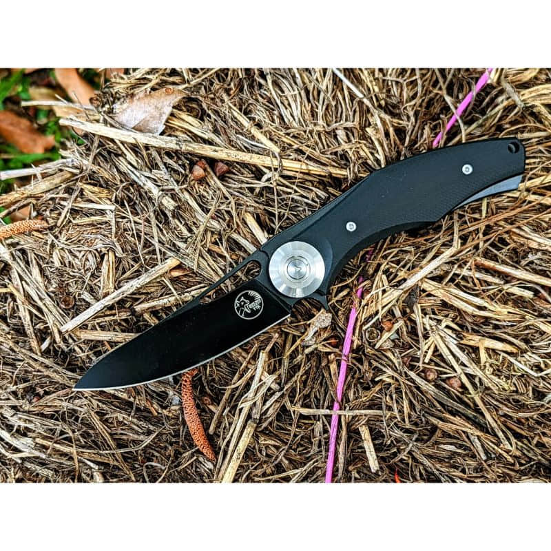 Tassie Tiger Knives Pocket knife Black G10 Handle, Black 90mm Blade Extended