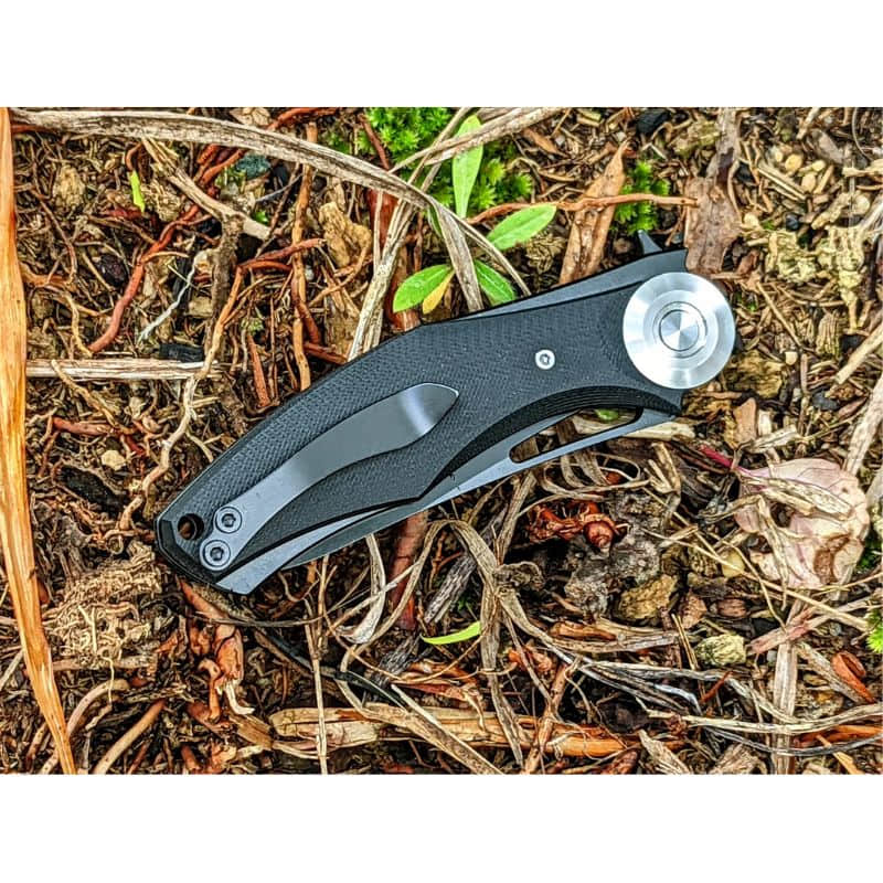 Tassie Tiger Knives Pocket knife Black G10 Handle, Black 90mm Blade Retracted