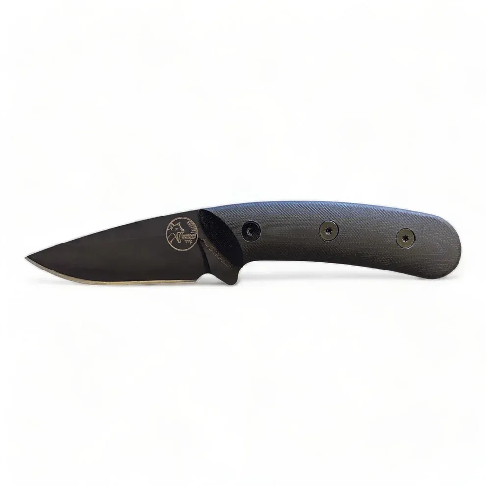 Tassie Tiger Knives Australian Made Fixed Blade Knife – Black G10 Handle & Leather Sheath Feature