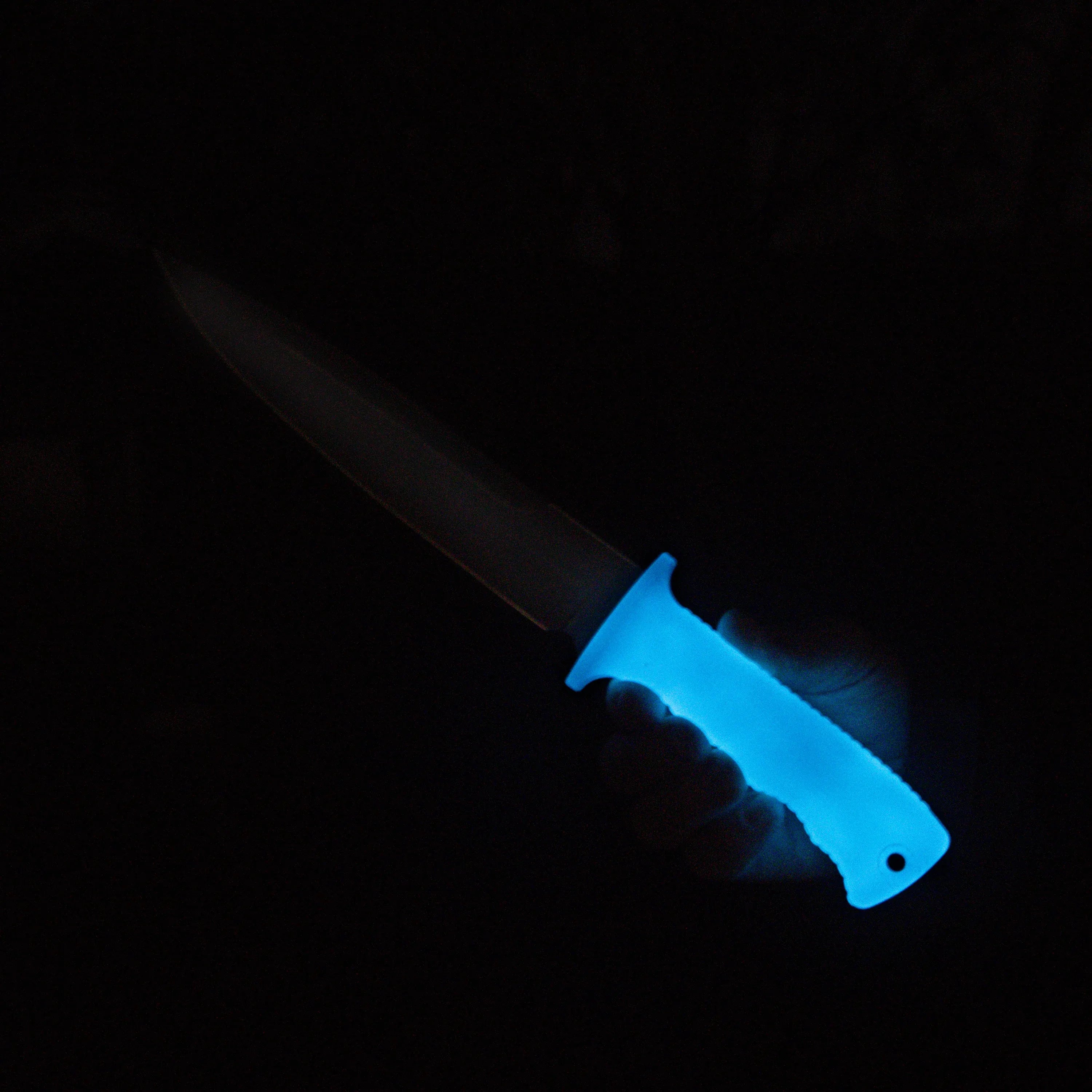 Tassie Tiger Knives Pig Hunting Knife BLUE Glow Handle Feature