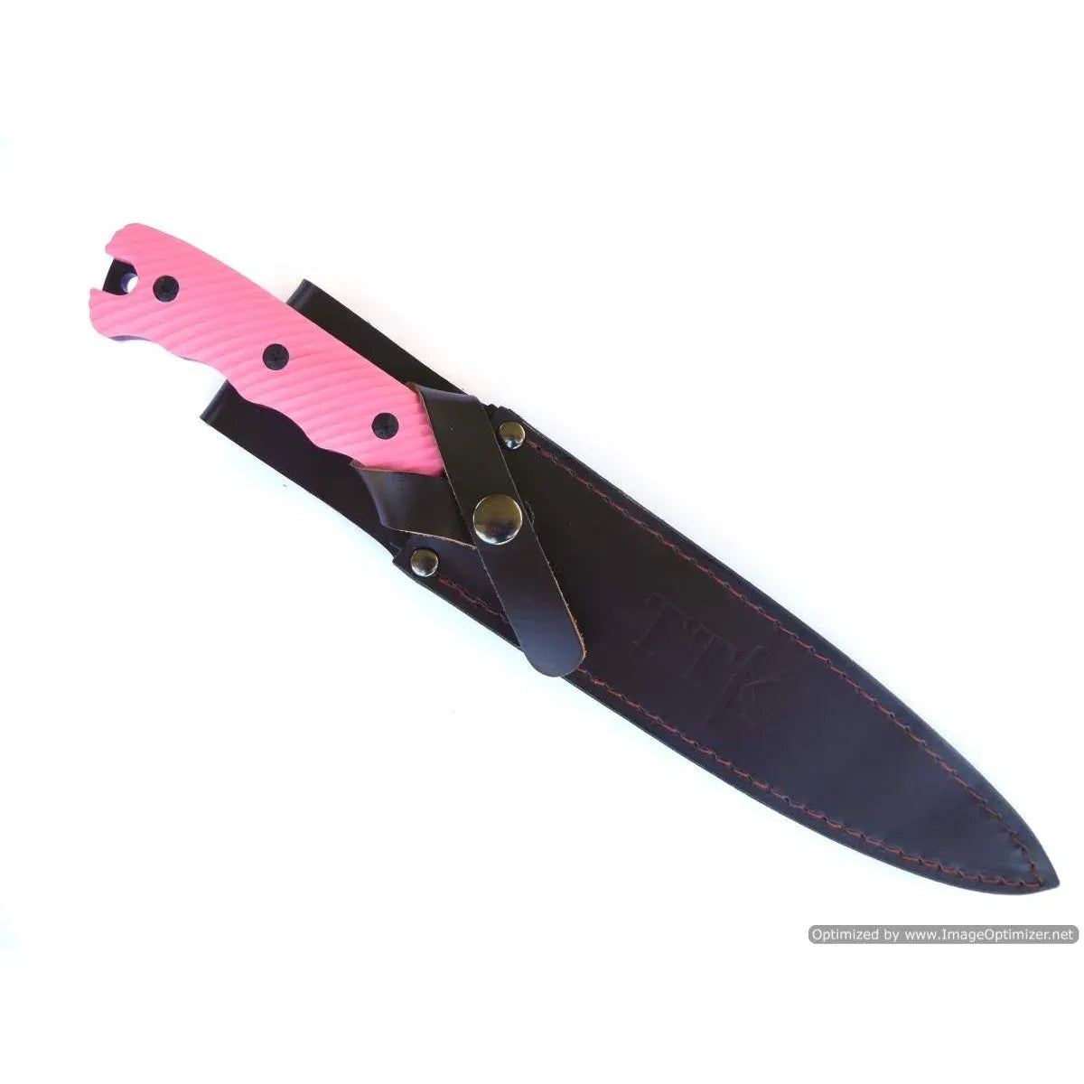 Tassie Tiger Knives Pig Sticker 8″ Blade Hunting Knife , Pink G10 Non Slip Handle Feature