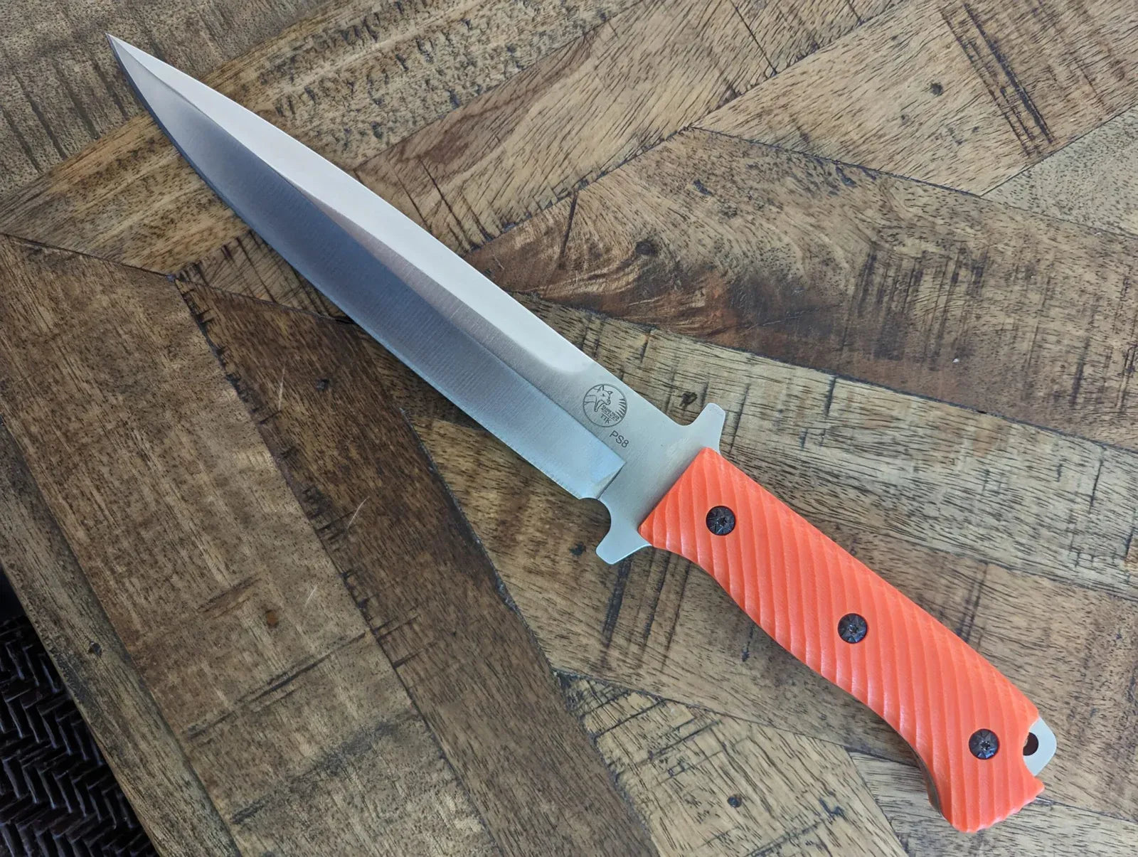 Tassie Tiger Knives Quality Pig Hunting Knife & Leather Sheath – Orange Handle Feature