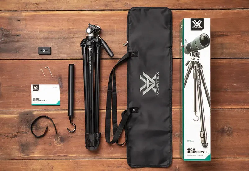 Vortex High Country II Aluminium Tripod + Pan Head In The Box