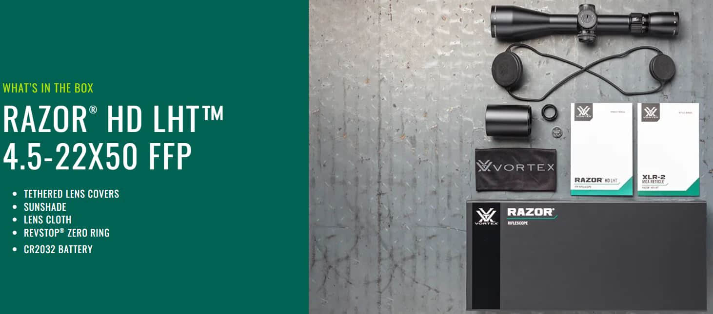 Vortex Razor HD LHT 4.5-22x50 FFP whats in the box