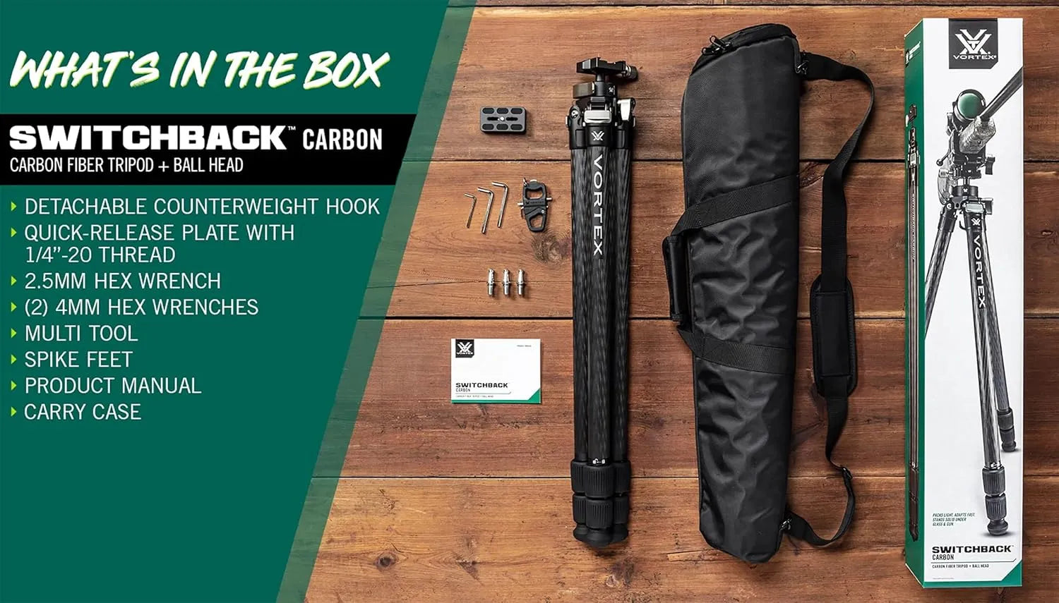 Vortex Switchback Carbon Carbon Fiber Tripod + Ball Head In The Box