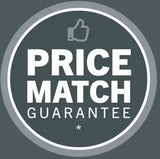 A circular ’Price Match Guarantee’ badge with a thumbs-up icon.