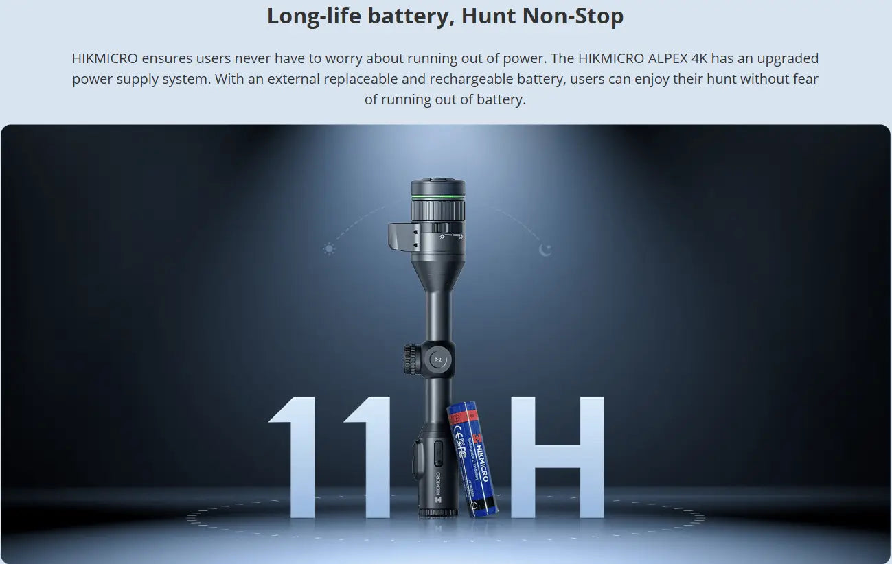 hikmicro alpex 4k Battery Life Feature Banner